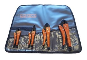 A combination of 4 different popular locking pliers presented in a practical plastic pouch
